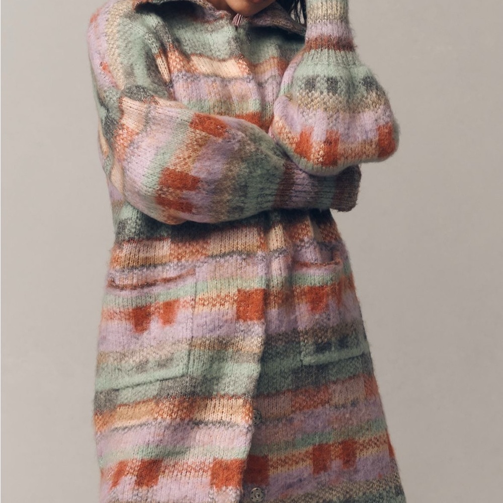 Anthropologie Multicolor Striped Women Sweater/coat
